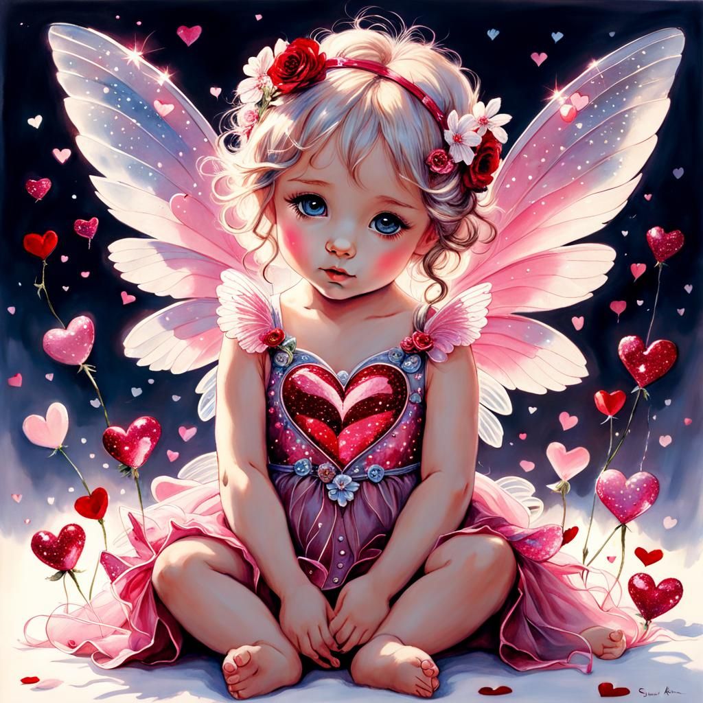 Valentine's Fairy Teddy Bear with Glittery Wings