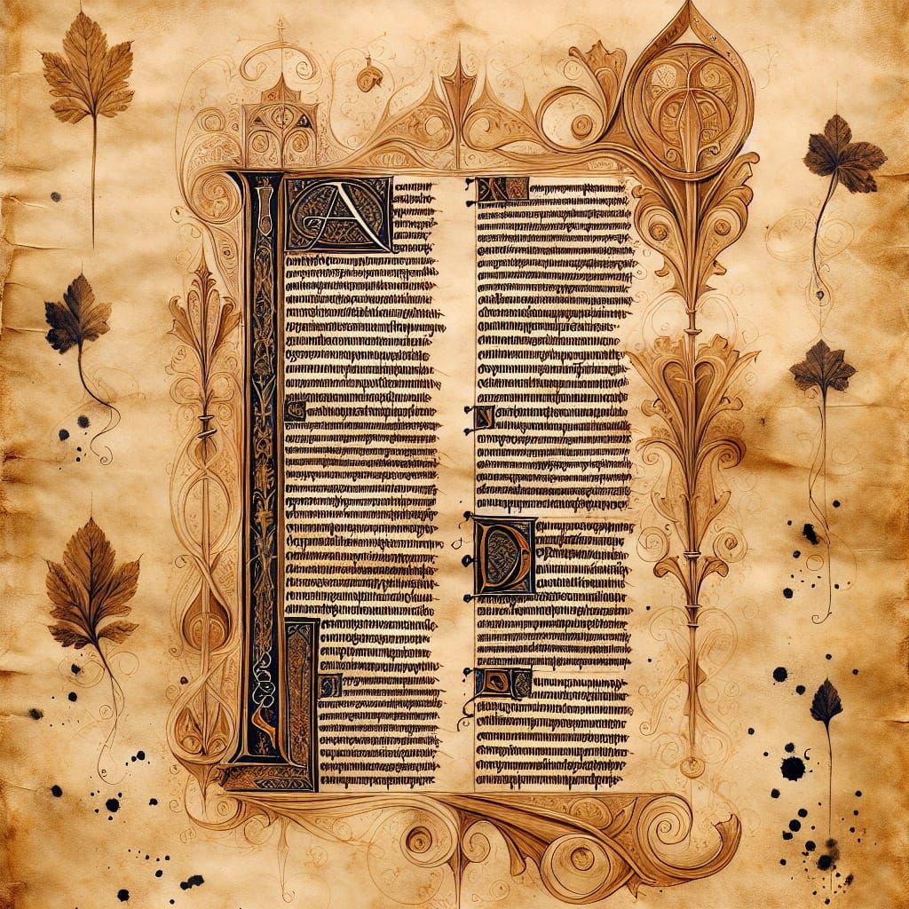 Aged Medieval Manuscript with Ornate Lettering