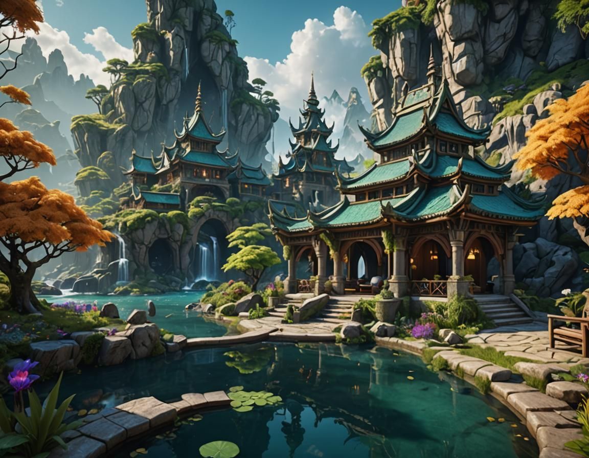 Fantasy Spa Resort in a Fey Landscape