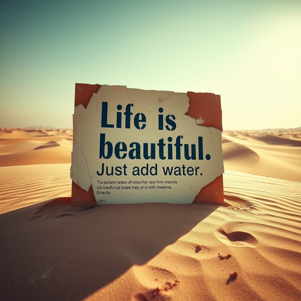 Vast Desert Landscape with Faded Retro Poster