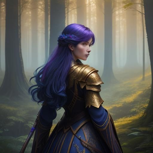 Mystical Forest Archer in Vibrant Oil Painting