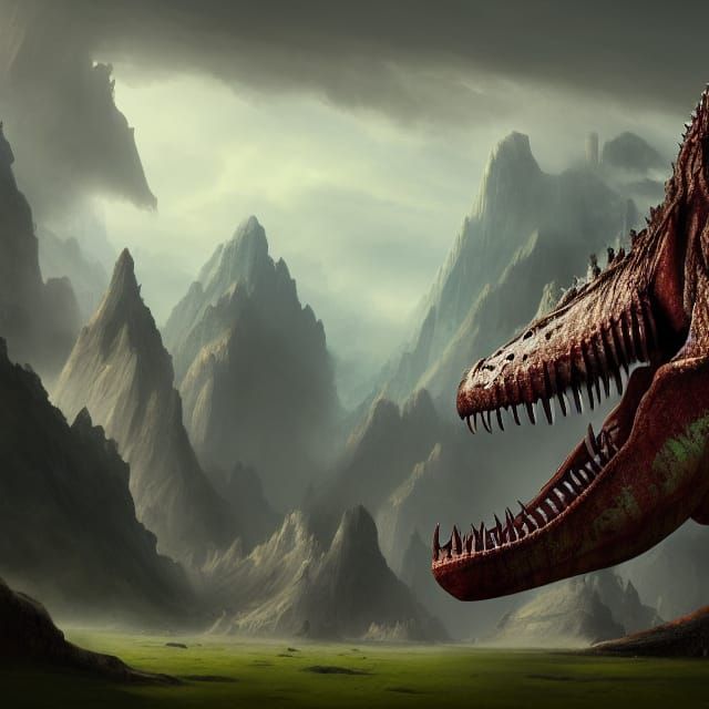 Regal Tyrannosaurus Rex in Epic Fantasy Style