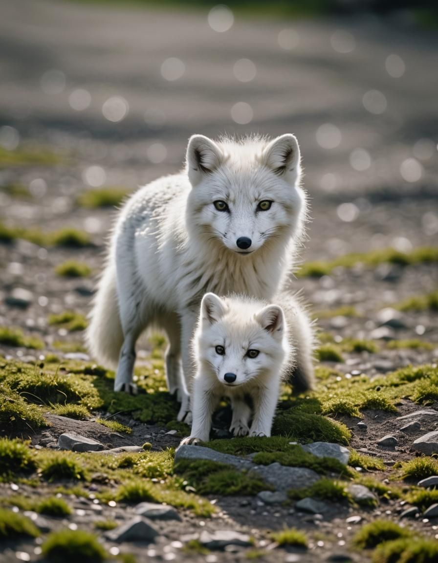 Arctic Fox Portrait with Green Eyes