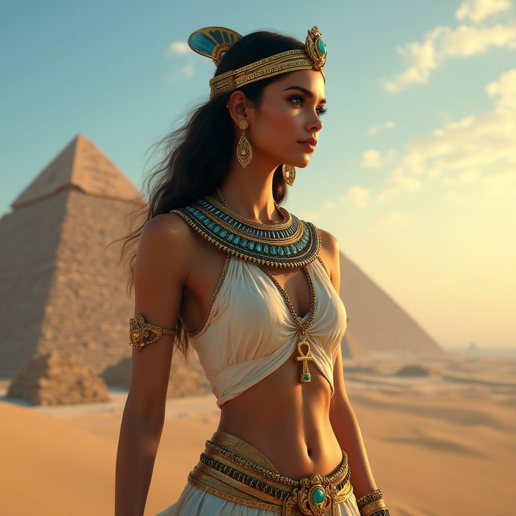 Regal Young Woman in Egyptian Splendor