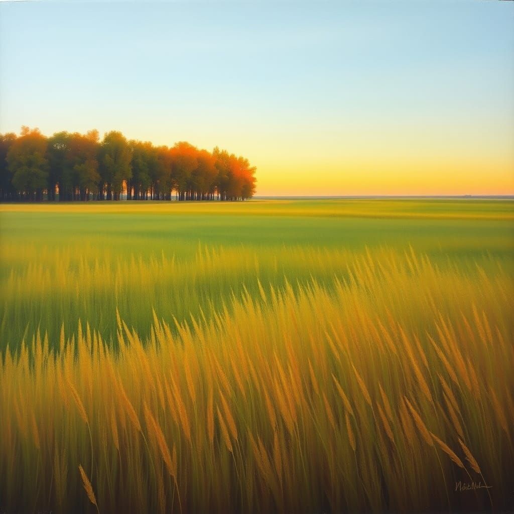 Windy Treeline in Color Field Style