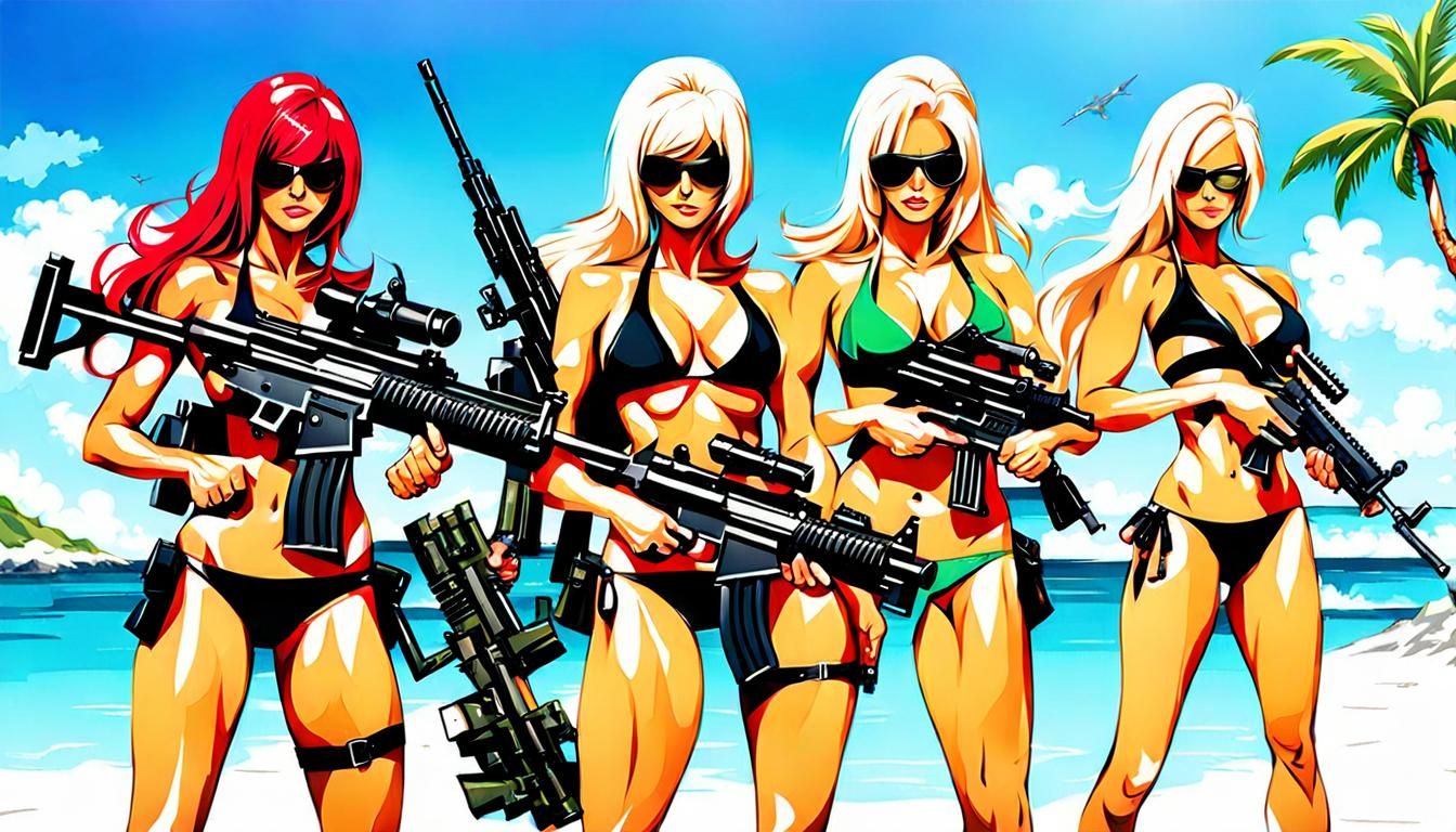 bikini girls with machine guns