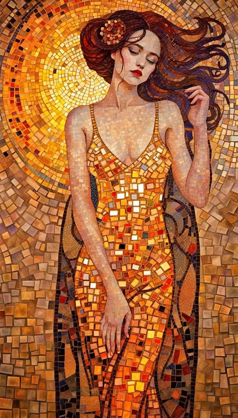Mosaic Paradise in Gustav Klimt Style