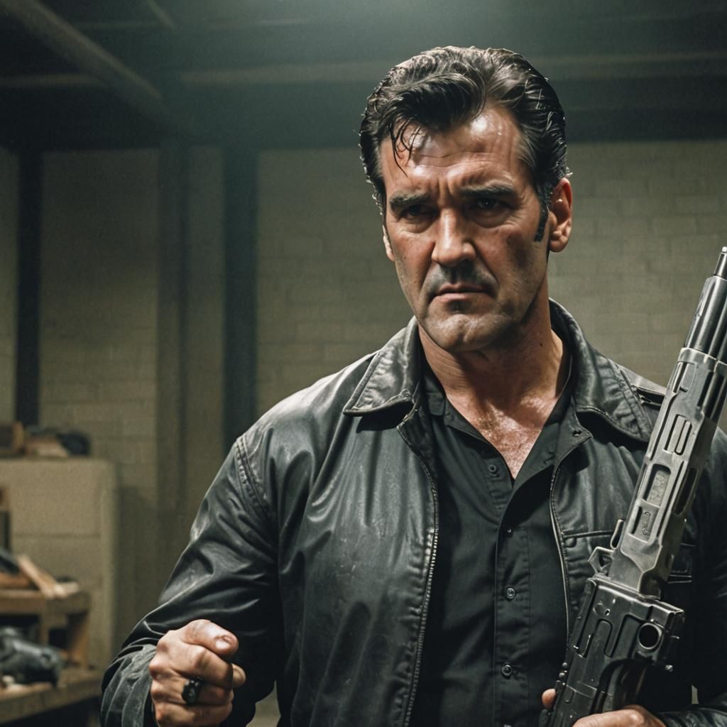Bruce Campbell as The Punisher: Photorealistic Film Still