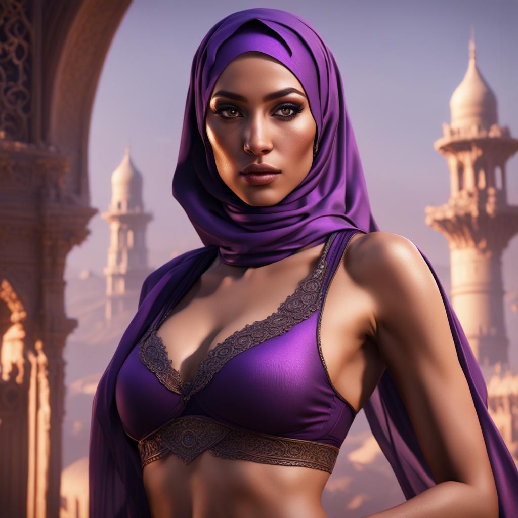 Woman in Hijab: Detailed Fantasy Concept Art