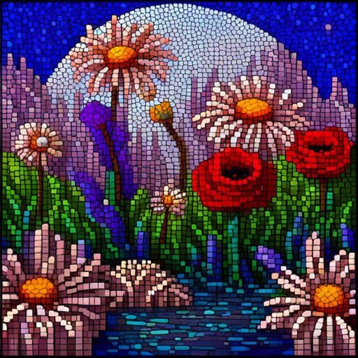 Purple Butterflies and Flowers in Pixel Art