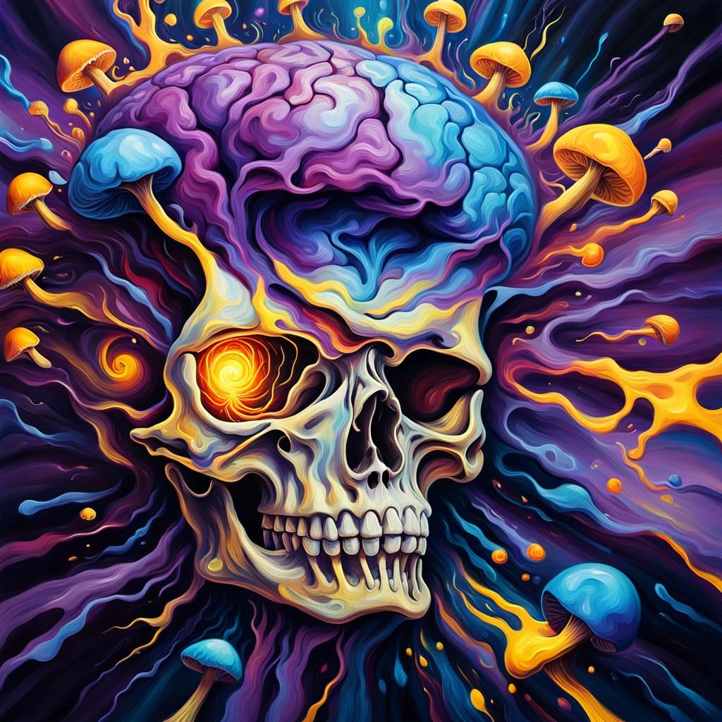 Surreal Skull Bursting with Creative Energy
