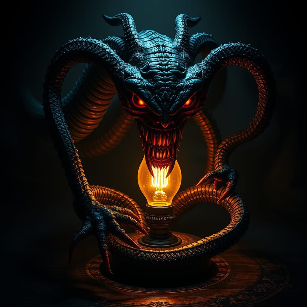 Halloween Monster Desk Lamp in Goth Horror Style