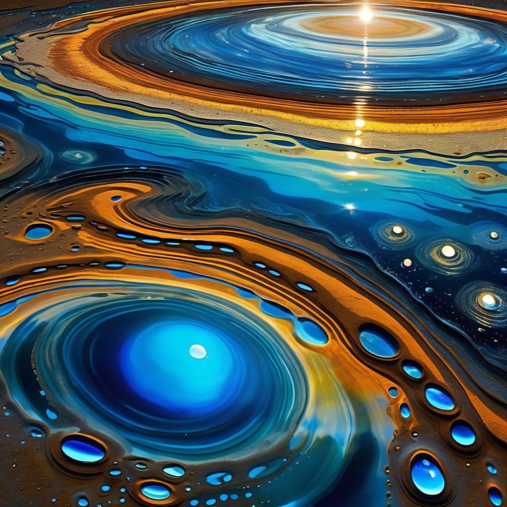 Reflective Pools Mirroring Galaxies in Surreal Landscape