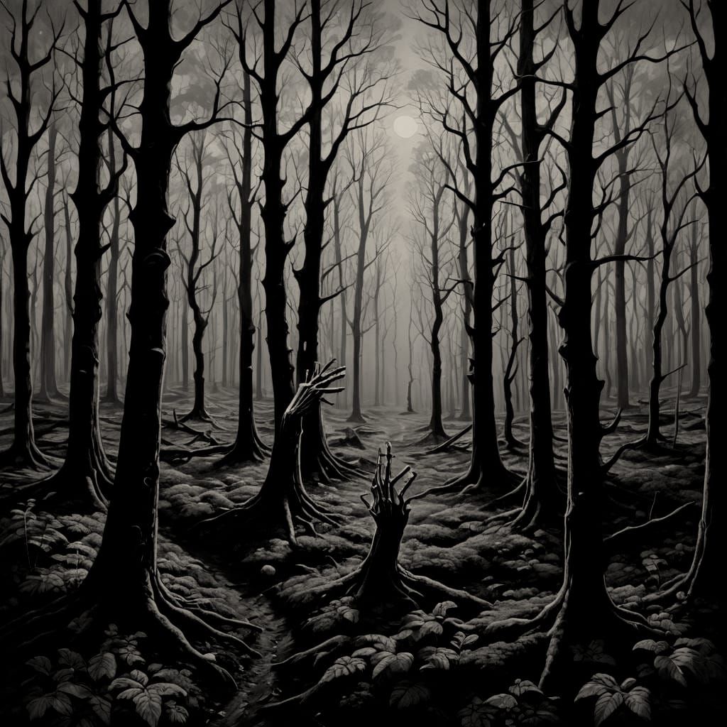 Sinister Surreal Forest with Swamp