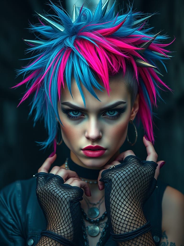 Gritty Punk Goddess in Photorealistic Portrait