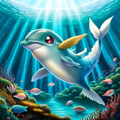 Winged Dolphin Pokemon Portrait, Album Cover Art