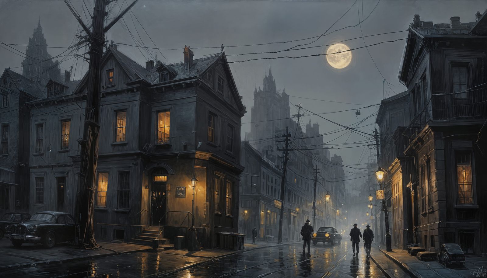 Dark City Secrets Revealed in Noir Painting