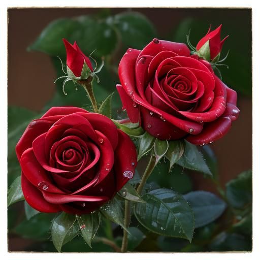 Red Rosebud with Dew Drops: A Captivating Close-Up