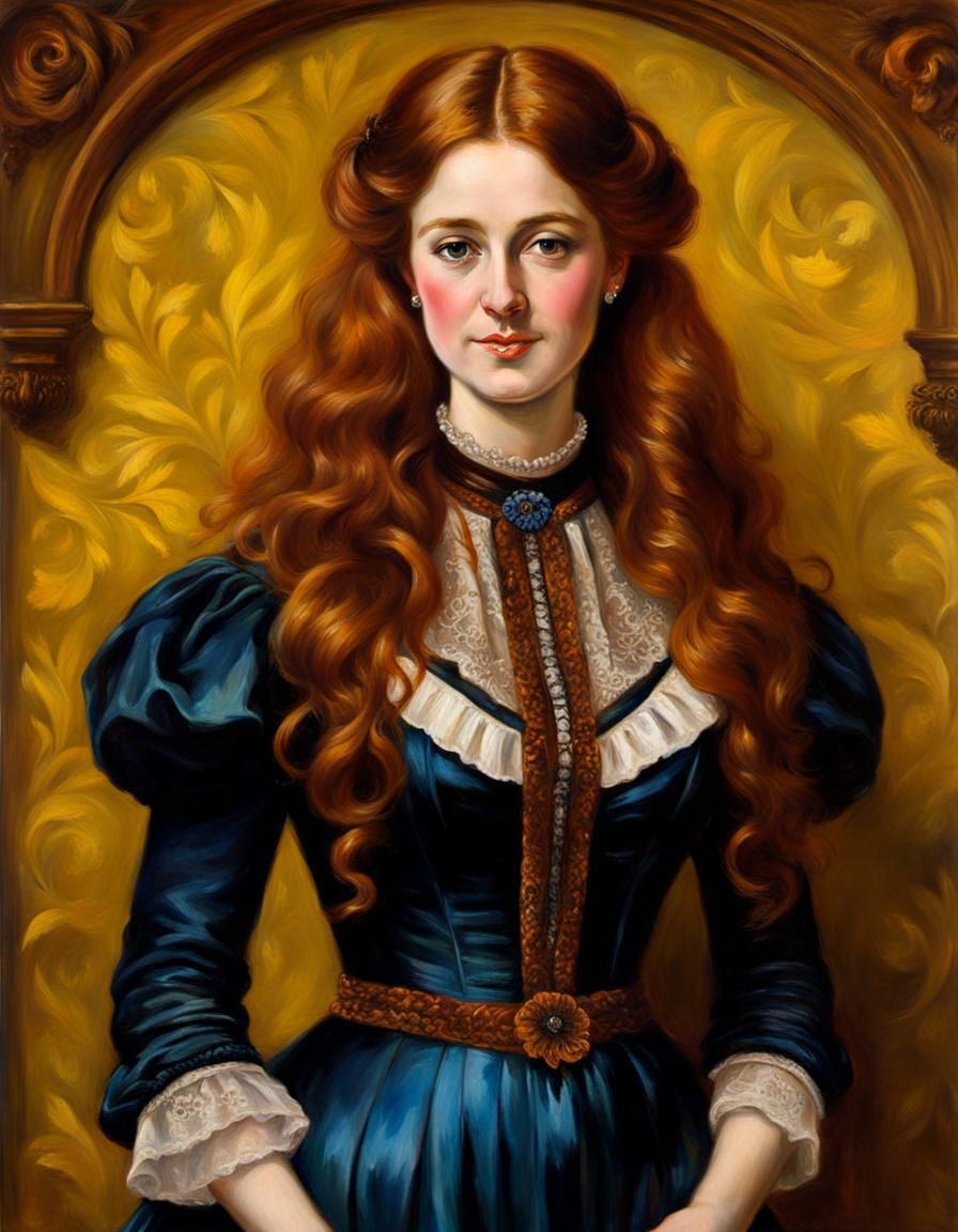 Victorian Lady Portrait in Oil Painting Style