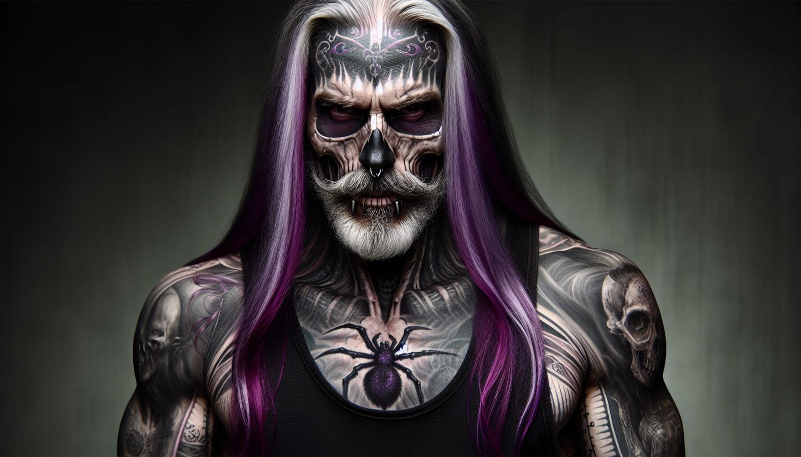 Intimidating Elder Vampire with Skull Face Paint