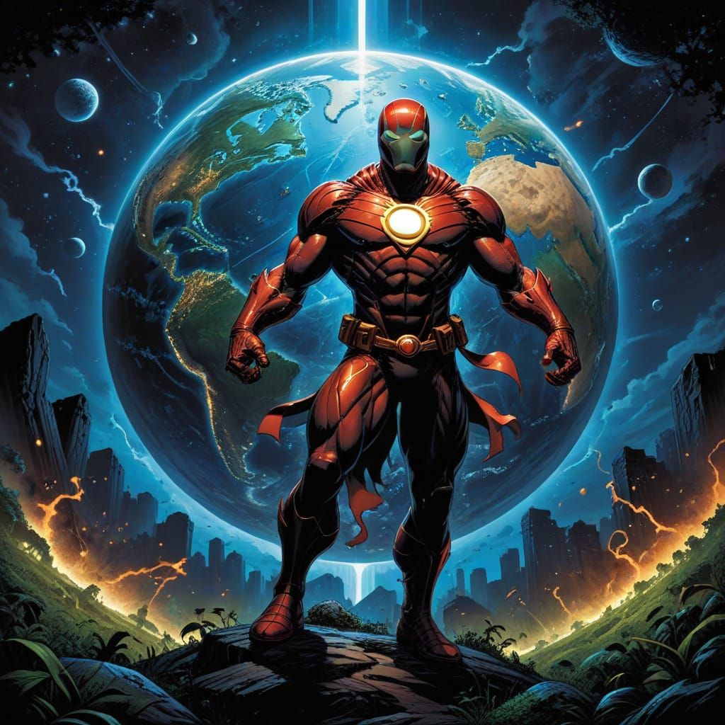 Earth in Comic Book Style Art