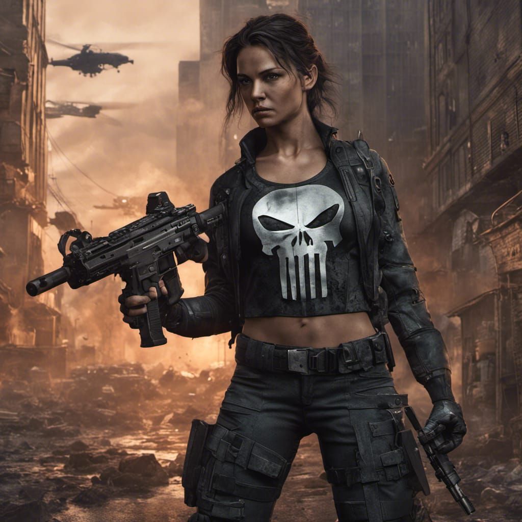 Female Punisher in Marvel Comics Style
