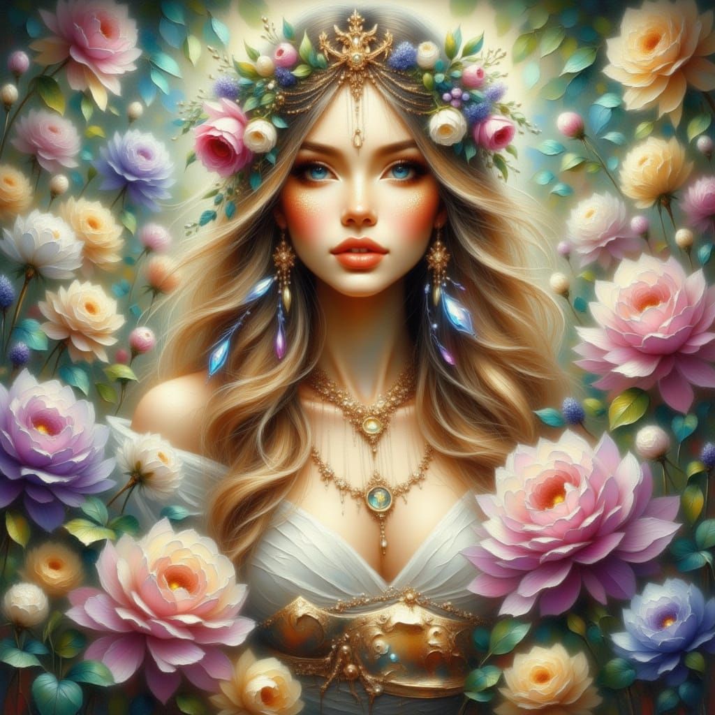 Beautiful Princess in Cracked Impasto and Soft Focus Style