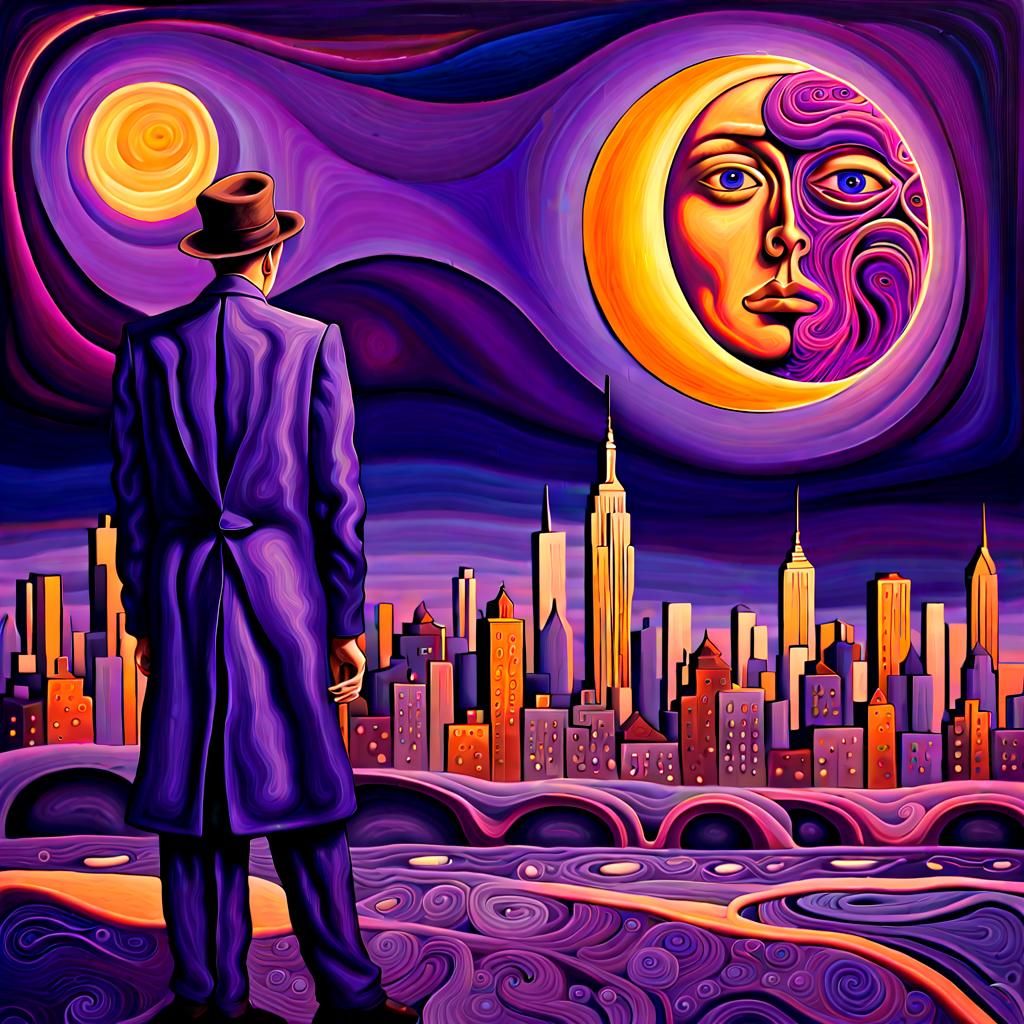 Surreal New York Dreamscape in Abstract Expressionist Style