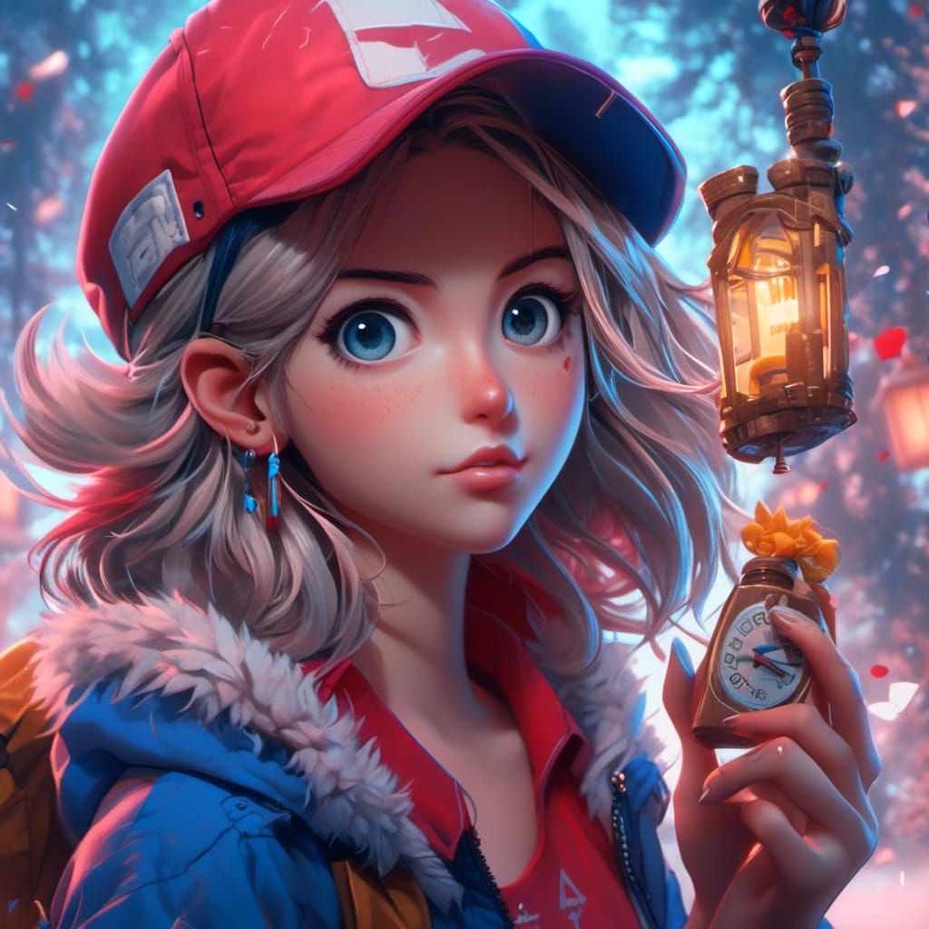 Hyperrealistic Ash Ketchum Girl Portrait