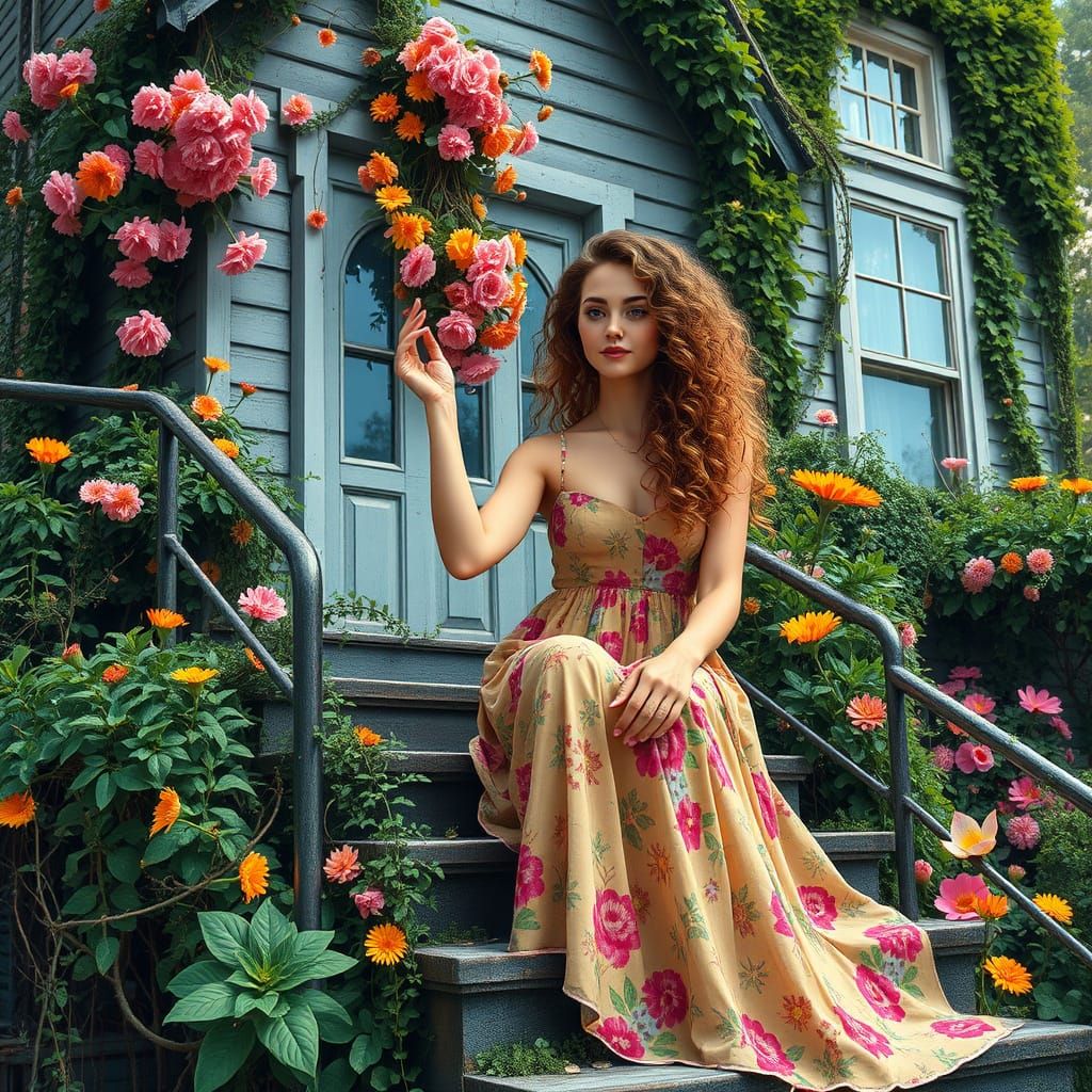 Surreal Floral Transformation in Vibrant Graffiti Style