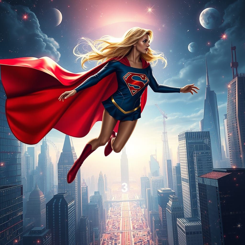 Supergirl Floats Over 31st Century Metropolis