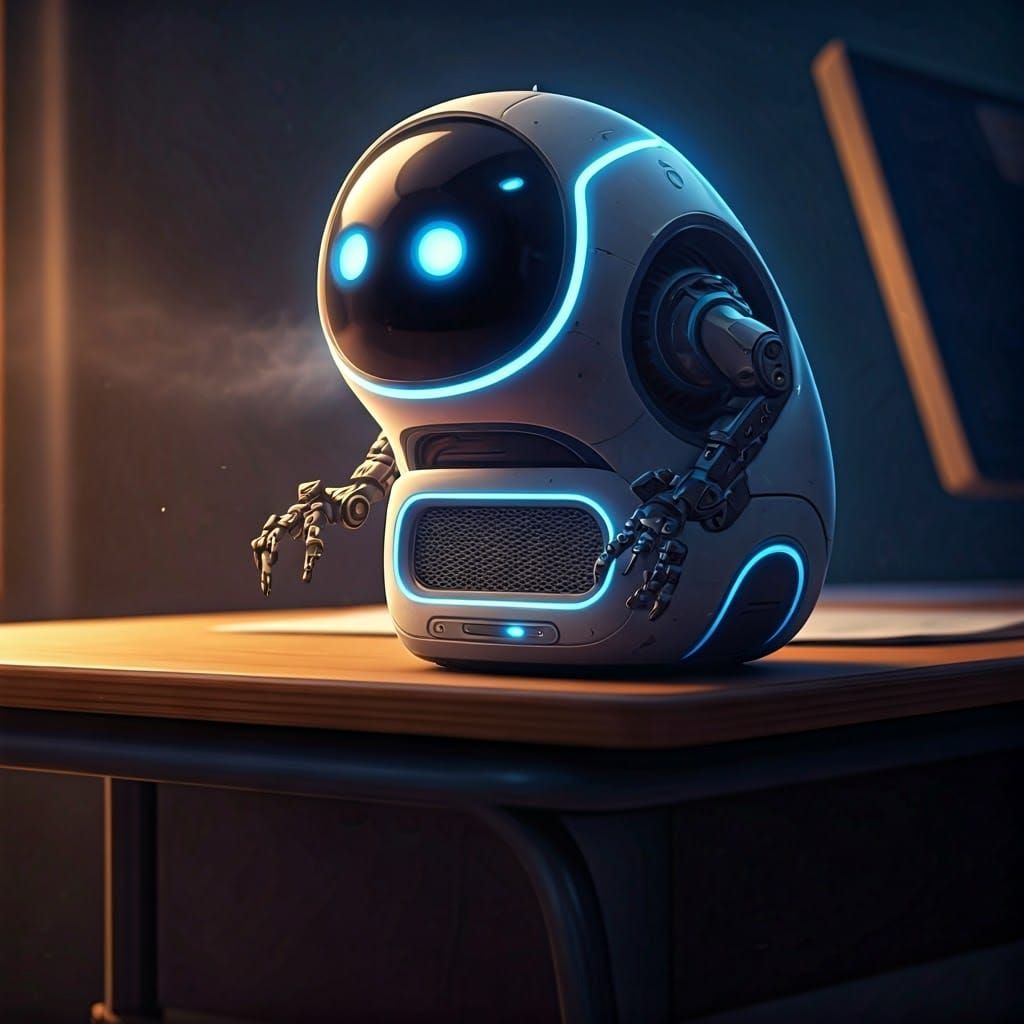 Futuristic Tabletop Robot with Air Filtration System