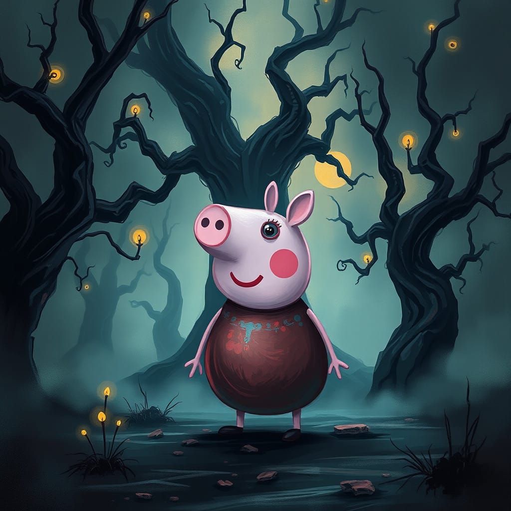 Mystical Peppa Pig in a Haunting, Twisted World