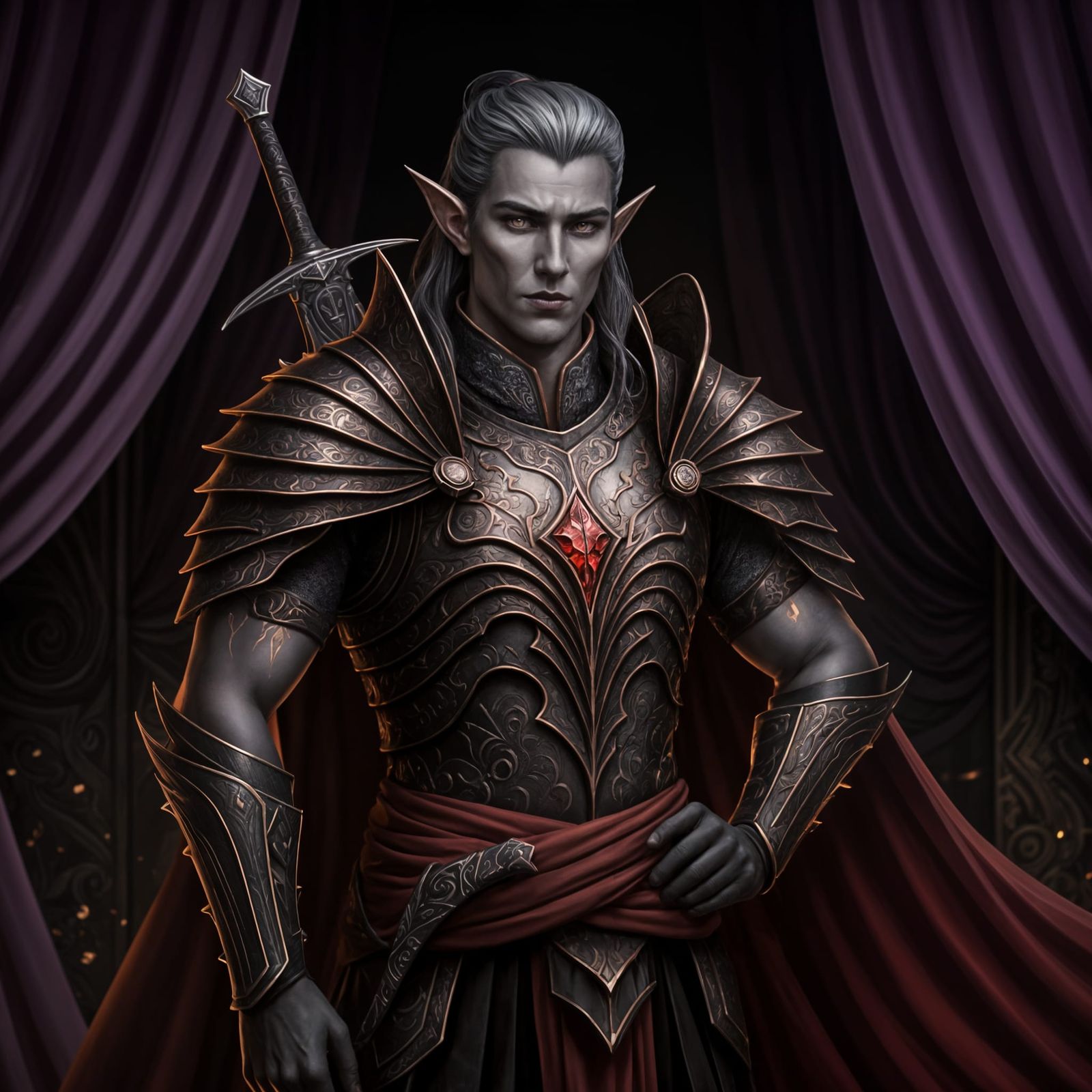 Dark Elf Guardian in Silkmail Armor