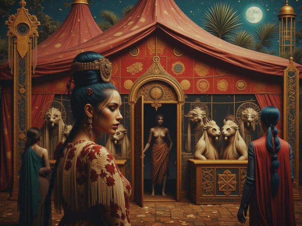 Magical Market Tent Selling Tamed Demons