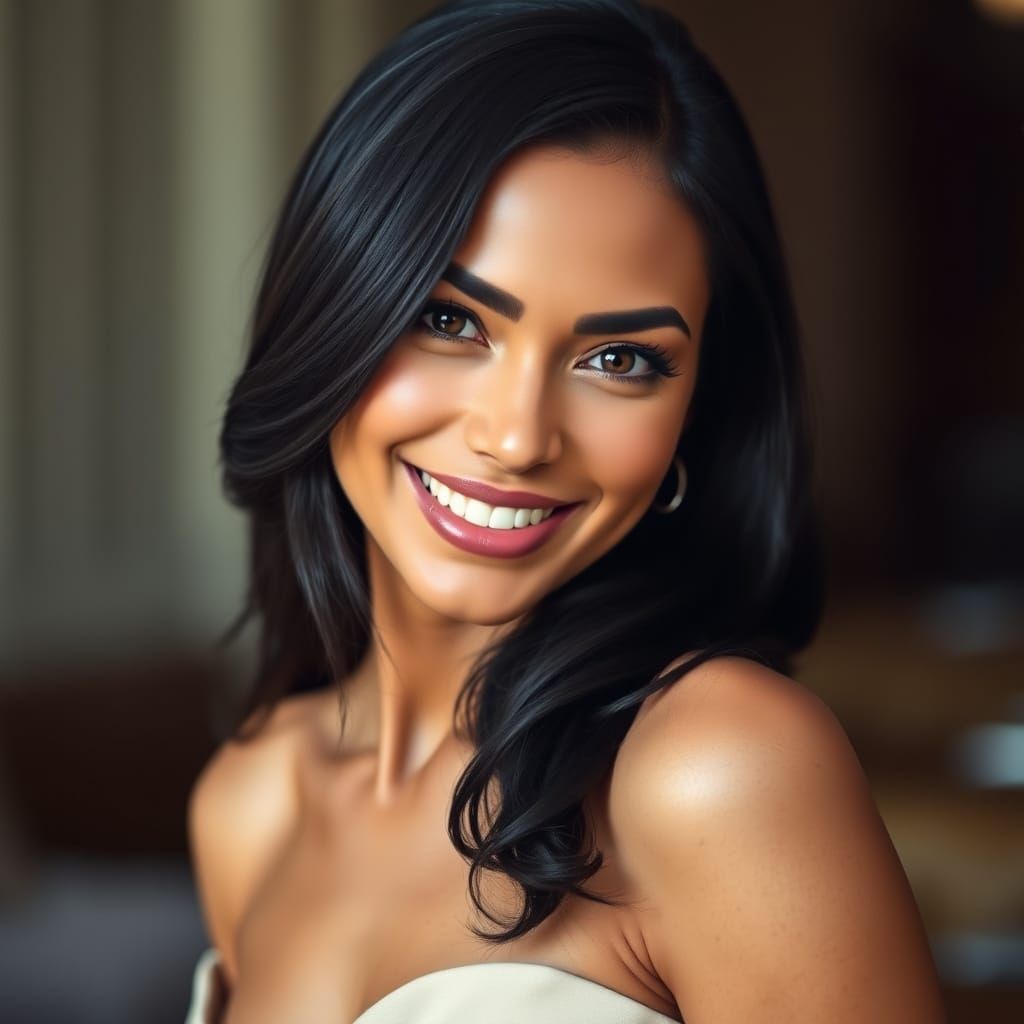 Glowing Woman Expresses Heartfelt Gratitude in Elegant Portr...