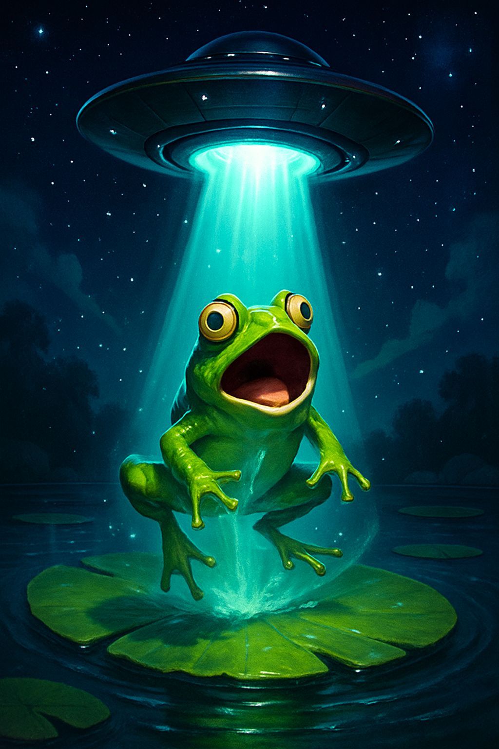 Frog Abduction: A Surreal Sci-Fi Encounter