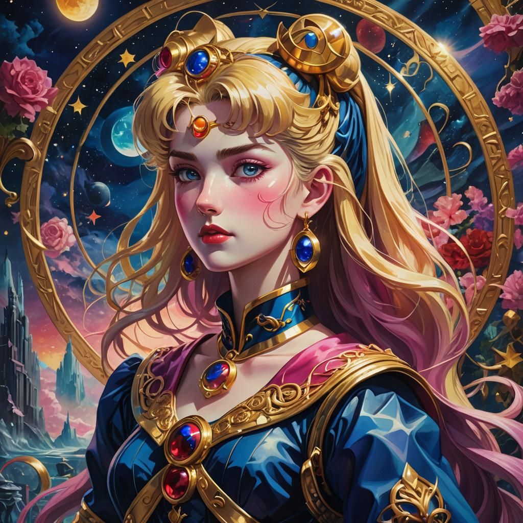 Sailor Moon Portrait in Expressionist Style