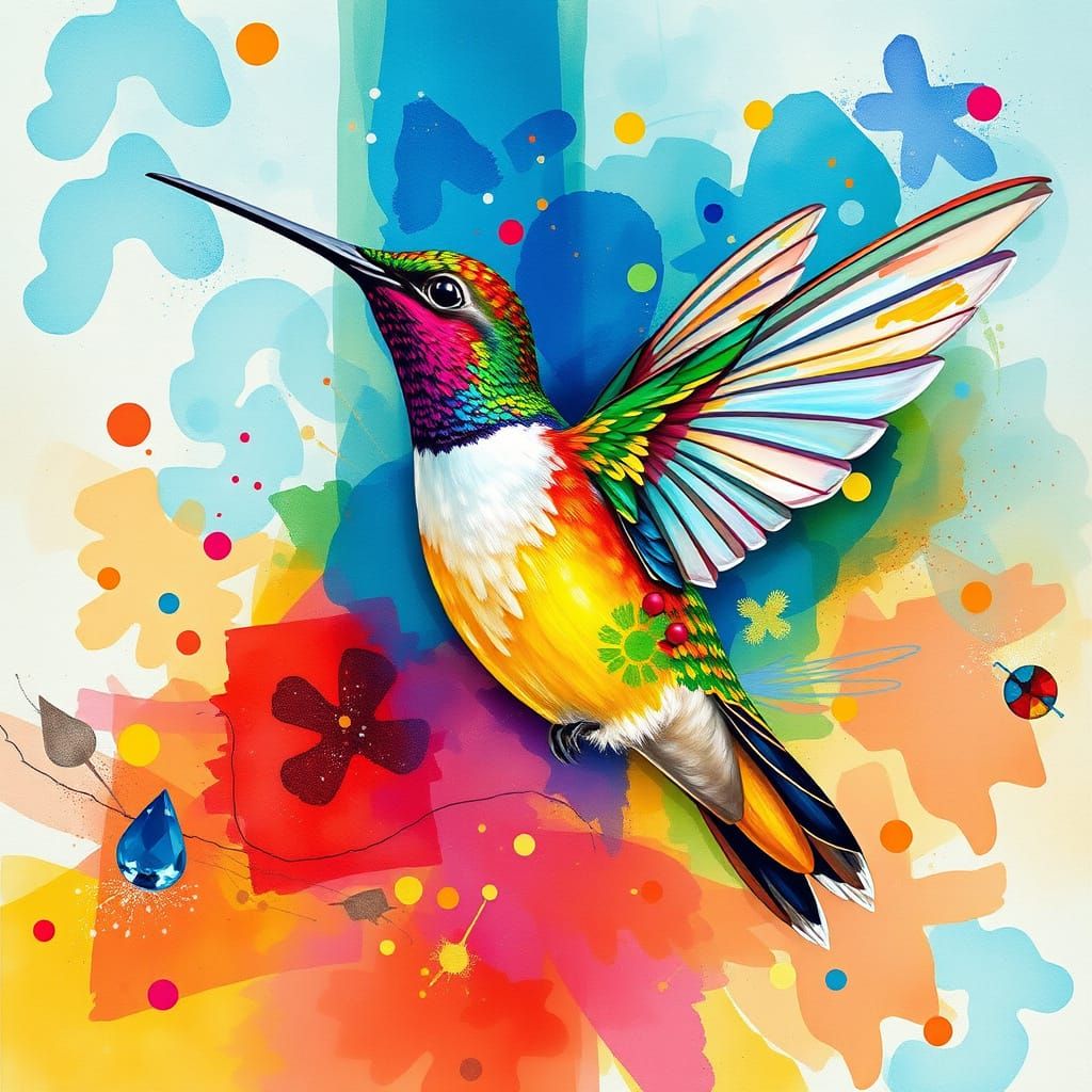 A hummingbird. Abstract art style