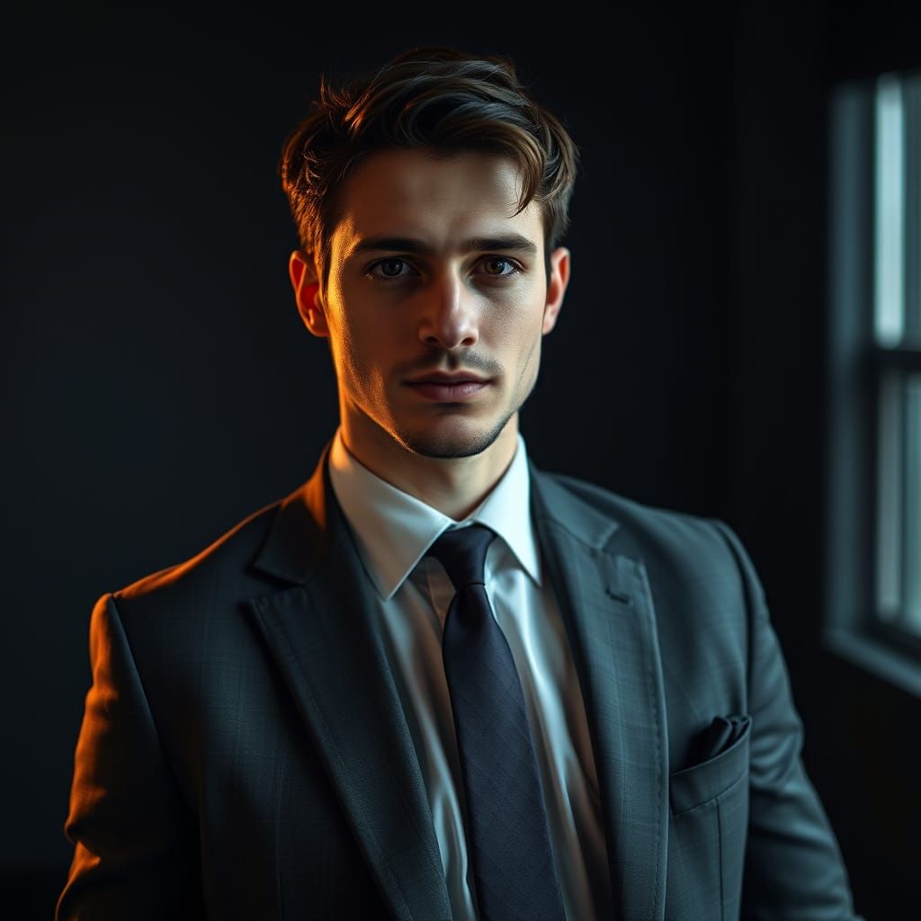 Realistic Portrait of a Man in a Studio Setting