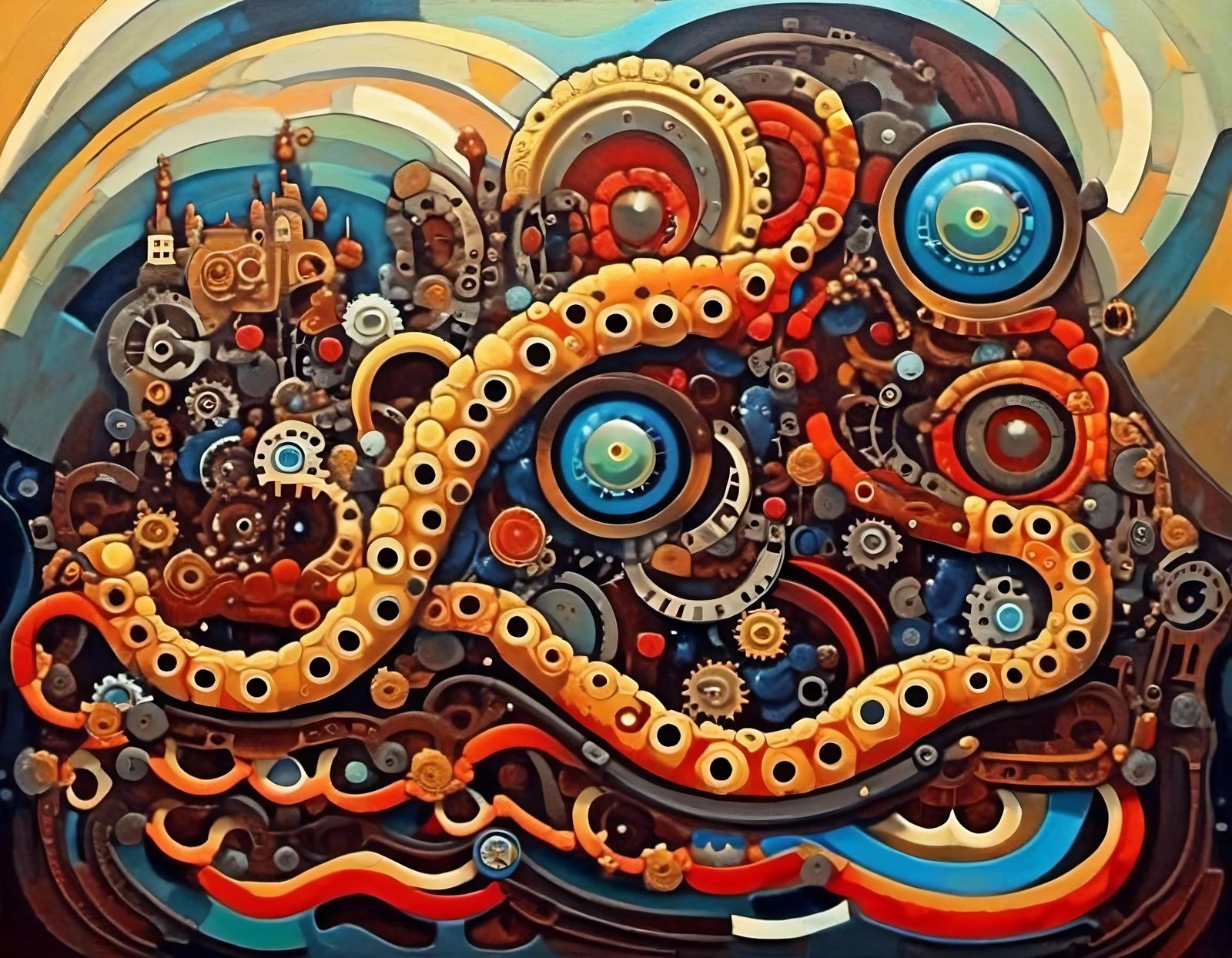 Steampunk Gothic Worm in Desert Landscape