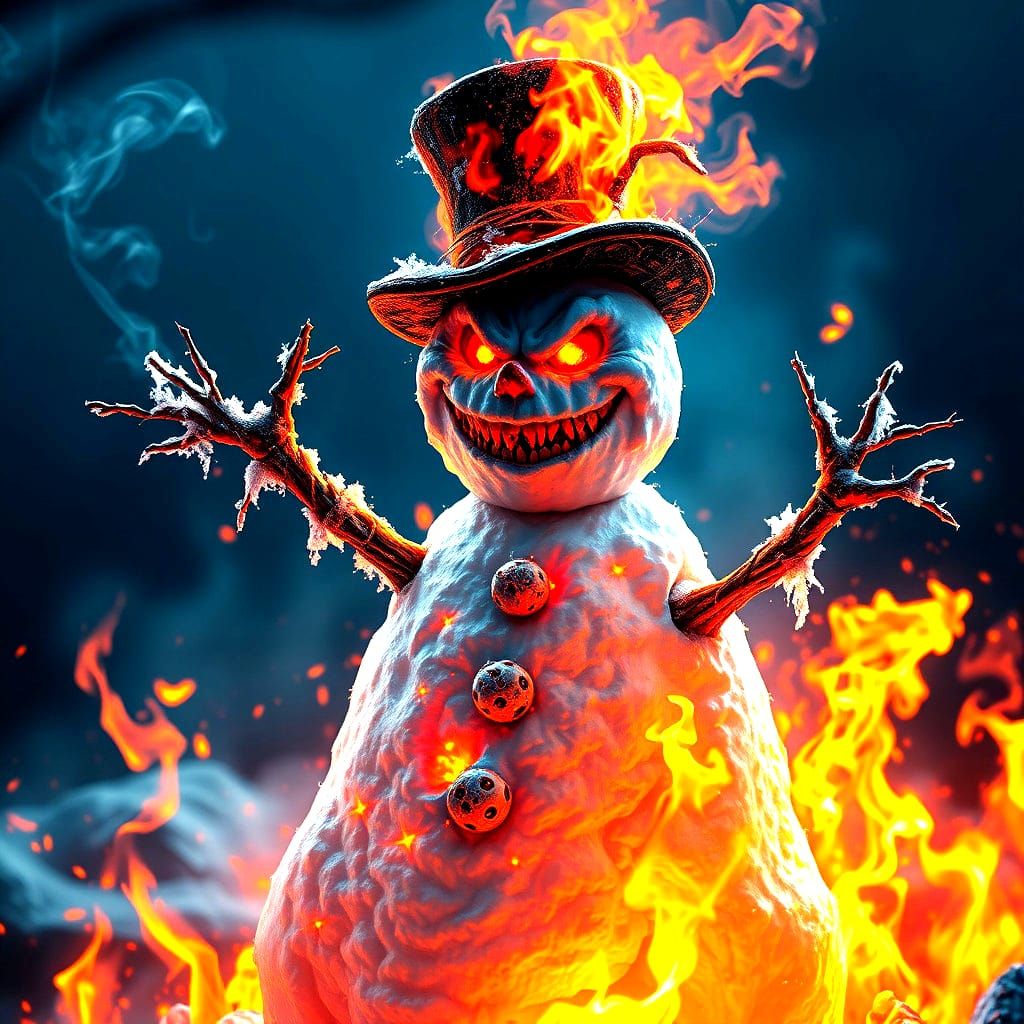 Fiery Demise: Frosty the Snowman Ablaze