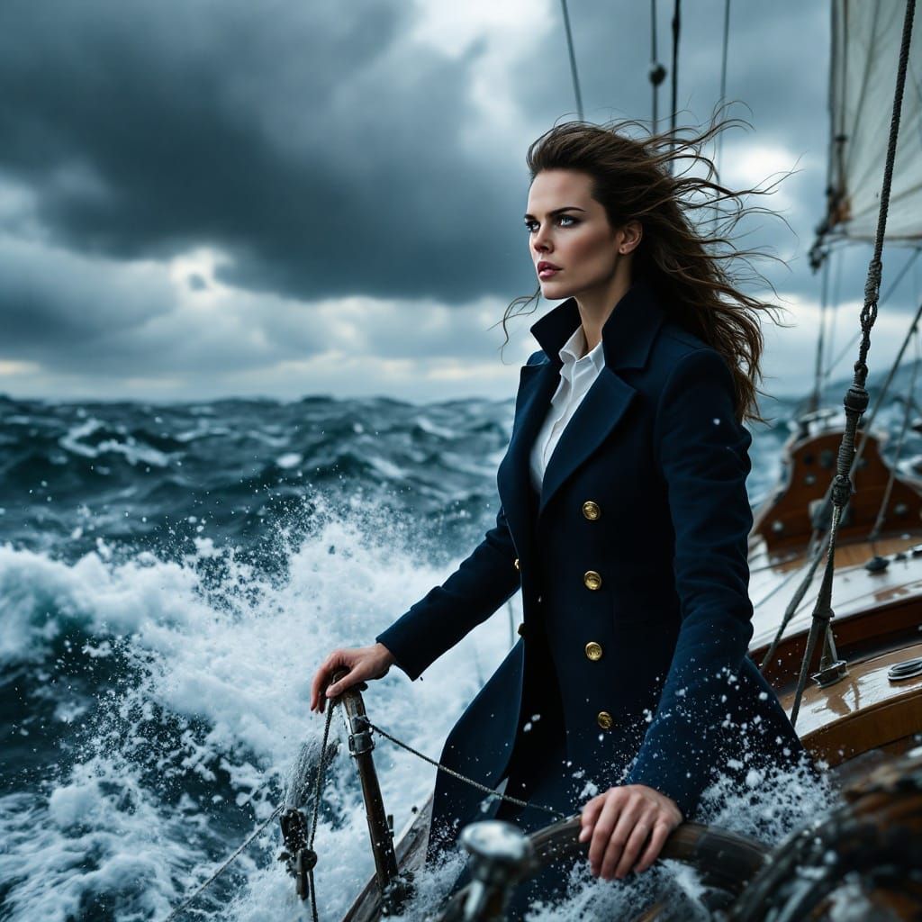 Kate Beckinsale on Stormy Yacht in Nautical-Inspired Outfit