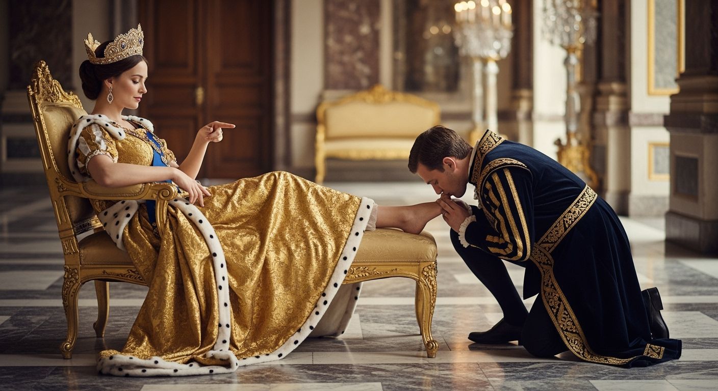 Barefoot Empress Lounging in Versailles Palace