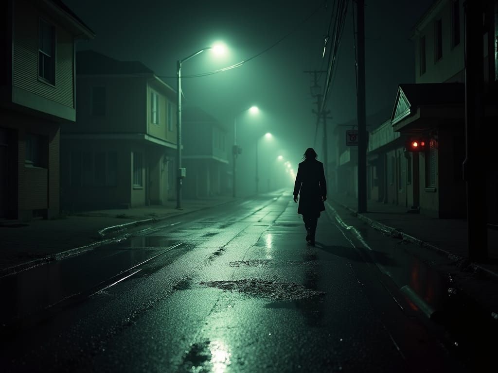 Gritty Crime Scene Illuminated by Cinematic Shadows