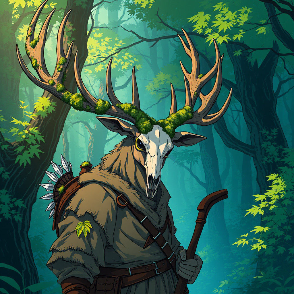 Herne the Hunter in Anime-Inspired Forest