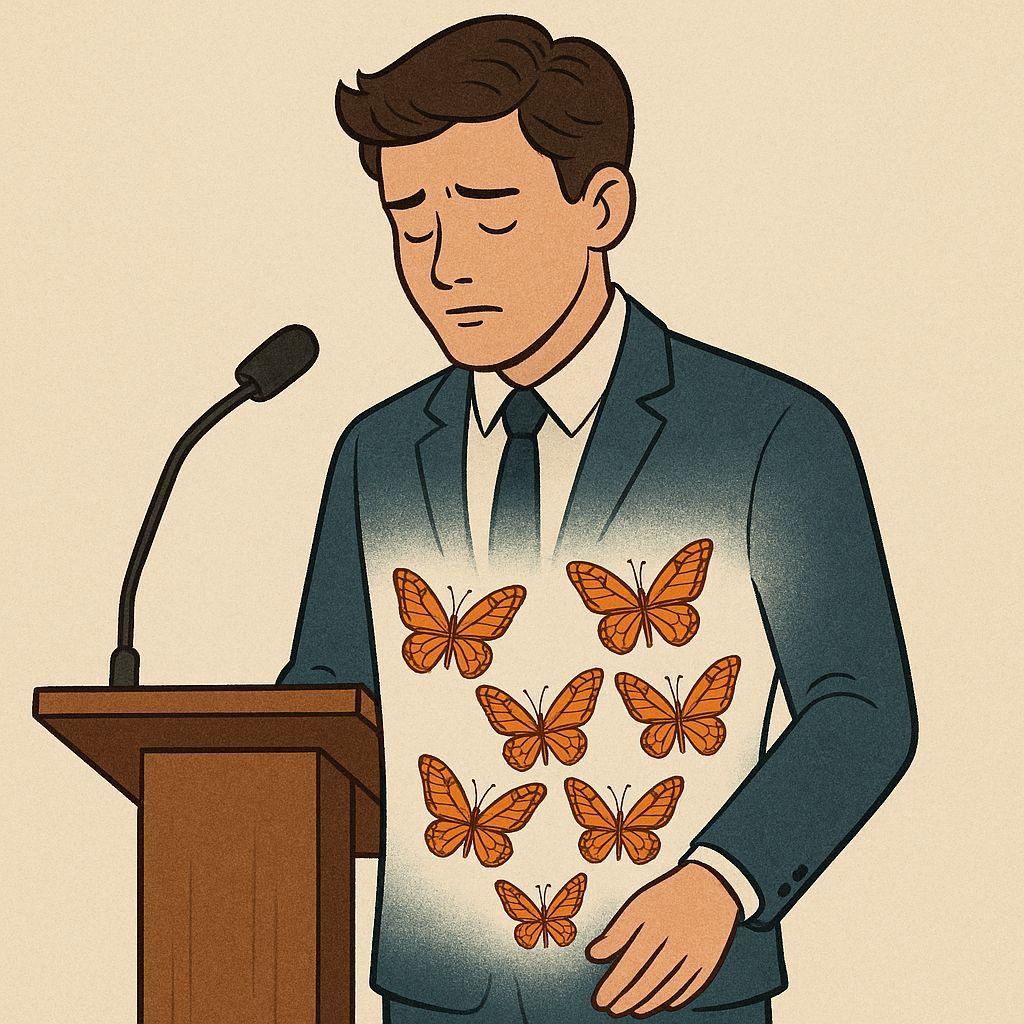 Butterflies in Stomach Double Exposure Image