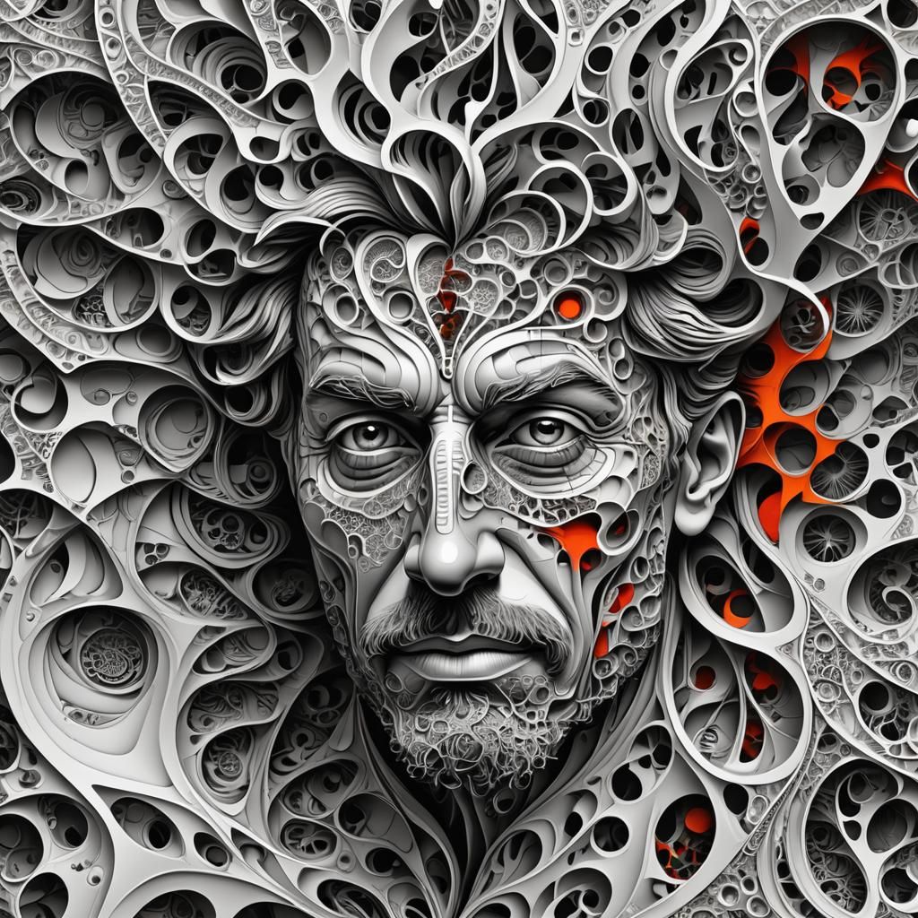 Abstract Vector Fractal with Bleeding Figure