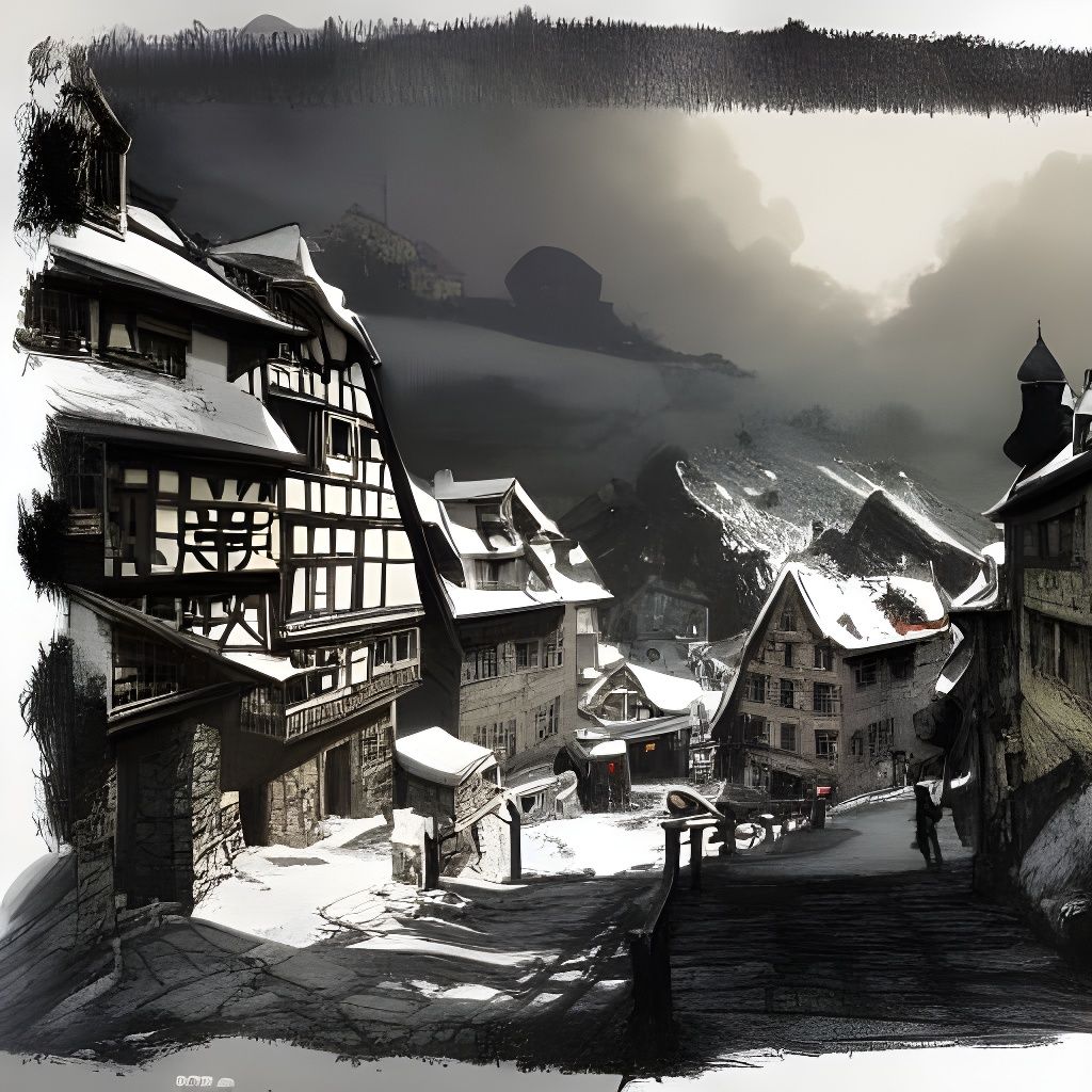Ardennes Mountain Town: Digital Art in Ethereal Style