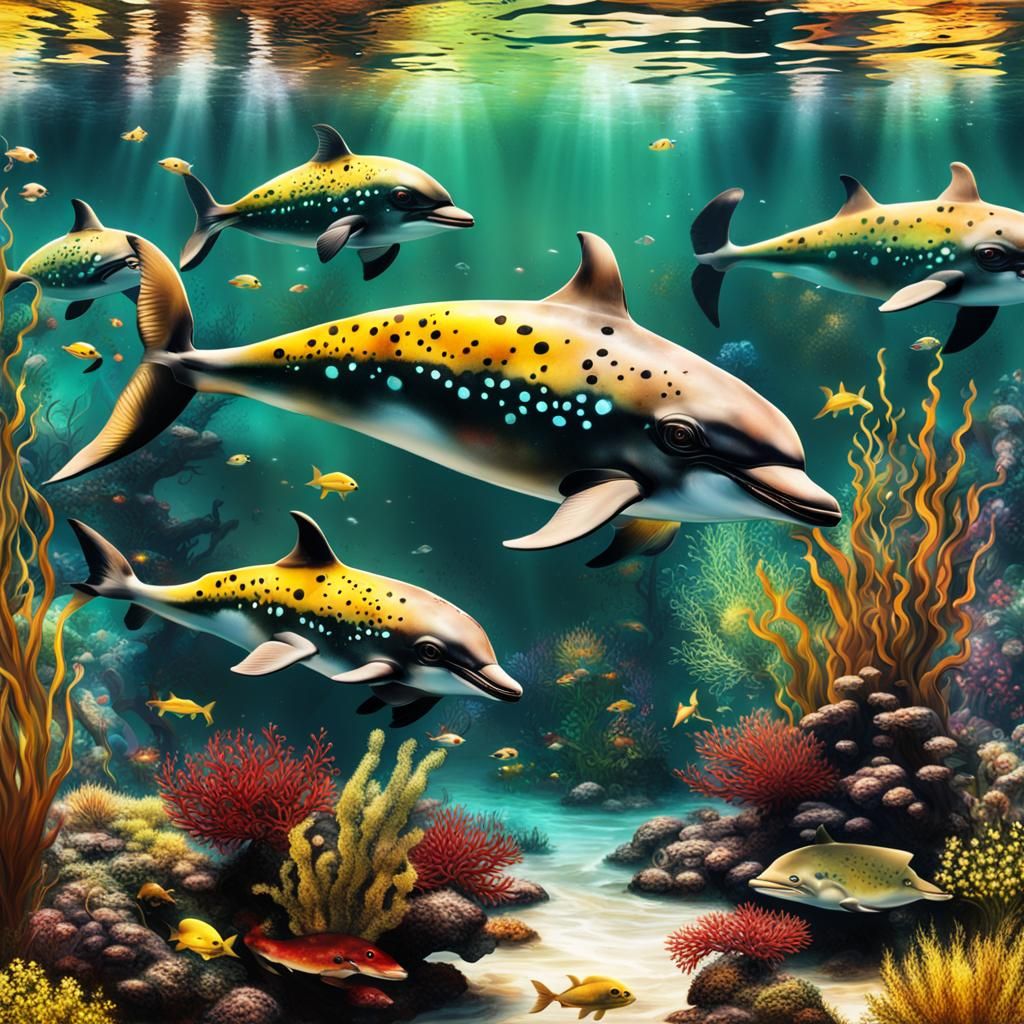 Alien Dolphin Family in a Distant Universe